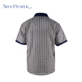 Linen Rayon Men Blouse Plaid Shirts Short Sleeves